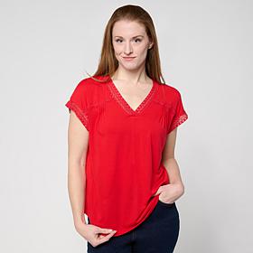 As Is DG2 by Diane Gilman Everyday Jersey Lace Trimmed Knit Top