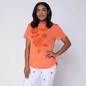 "As Is" DG2 by Diane Gilman Everyday Jersey Soutashe Embellished Tee