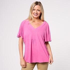 "As Is" DG2 by
Diane Gilman Flutter-Sleeve V-neck Top