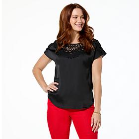 "As Is" DG2 by Diane Gilman Just Like Silk Crochet Lace Yoke Dolman...