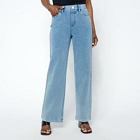 "As Is" DG2 by Diane Gilman Knit Flex Denim Pull-On Wide-Leg Pant