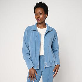 "As Is" DG2 by Diane Gilman Knit Flex Zip-Front Seamed Jacket