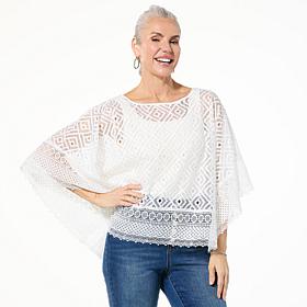 "As Is" DG2 by Diane Gilman Lace Poncho with Crochet Border