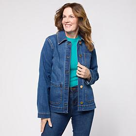 "As Is" DG2 by Diane Gilman Lux Touch Denim Patch Pocket Utility Ja...