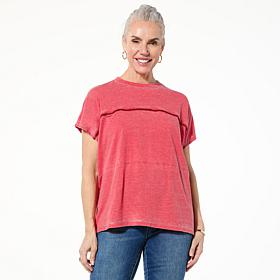 "As Is" DG2 by Diane Gilman Metallic-Trimmed Relaxed Crew Neck Knit...