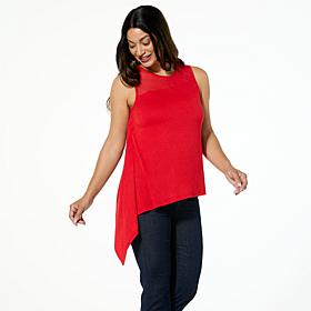 "As Is" DG2 by Diane Gilman Mixed Media Asymmetric Scarf Tank Top