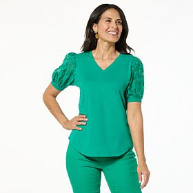 "As Is" DG2 by
Diane Gilman Mixed Media Puff Sleeve Top