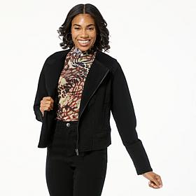 "As Is" DG2 by Diane Gilman New Classic Stretch Denim Collarless Mo...