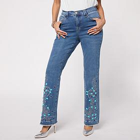 "As Is" DG2 by Diane Gilman New Classic Stretch Denim Embellished B...