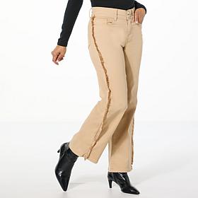 "As Is" DG2 by Diane Gilman New Classic Stretch Denim Frayed Wide-L...