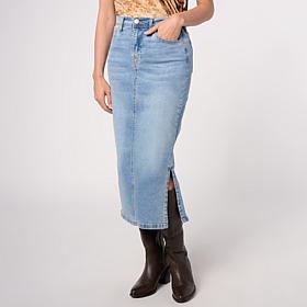 "As Is" DG2 by Diane Gilman New Classic Stretch Denim Midi Skirt w/...