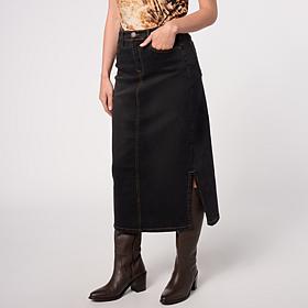 "As Is" DG2 by Diane Gilman New Classic Stretch Denim Midi Skirt w/...