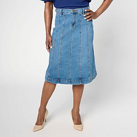 "As Is" DG2 by Diane Gilman New Classic Stretch Denim Paneled Midi ...