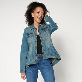 "As Is" DG2 by Diane Gilman New Classic Stretch Denim Peplum Waterf...