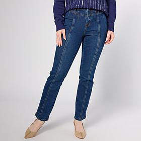"As Is" DG2 by Diane Gilman New Classic Stretch Denim Seamed Straig...