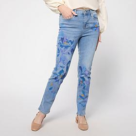 "As Is" DG2 by Diane Gilman New Classic Stretch Denim Watercolor Pr...