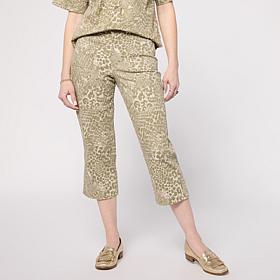 "As Is" DG2 by Diane Gilman Printed Stretch Denim Utility Crop Jean