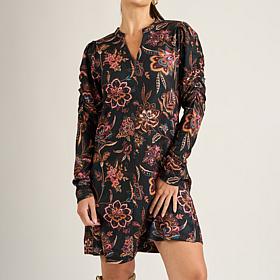 "As Is" DG2 by Diane Gilman Puff Sleeve Printed A-Line Dress