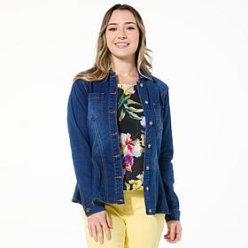 "As Is" DG2 by Diane Gilman Soft & Sleek Fit-and-Flare Denim Jacket