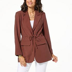 "As Is" DG2 by Diane Gilman Soft Twill Cinched Waist Blazer