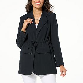 "As Is" DG2 by Diane Gilman Soft Twill Cinched Waist Blazer