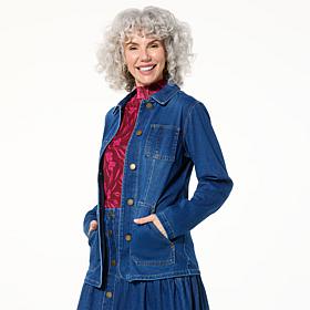 "As Is" DG2 by Diane Gilman Super Stretch Knit Denim Barn Jacket