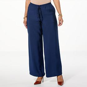 "As Is" DG2 by Diane Gilman Washed Twill Wide-Leg Pull-On Pant