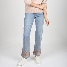 "As Is" Diane Gilman Sequin Embellished Bootcut Jean - Black