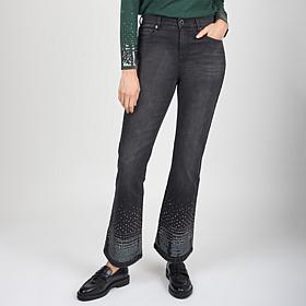 "As Is" Diane Gilman Sequin Embellished Bootcut Jean - Black