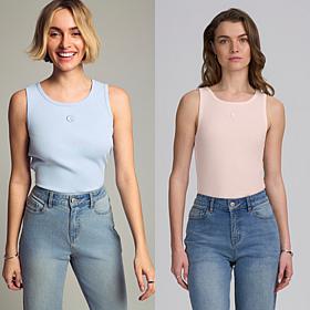"As Is" Elle Get the Look Ribbed Knit Tank 2-pack
