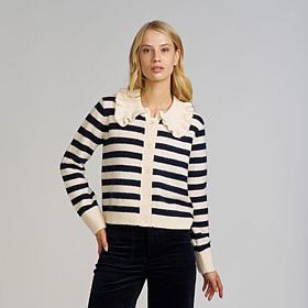 "As Is" Elle Get the Look Striped Wide Collar Cardigan