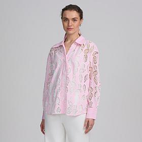 "As Is" Elle Live Get the Look Striped Lace Shirt