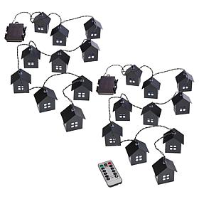 "As Is" Emryn House LED Metal House Lantern String Lights 2pk