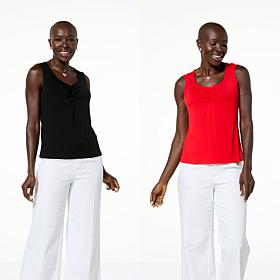 "As Is" G by Giuliana 2-pack EcoLuxe Jersey Knit Ruched V-Neck Tanks