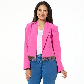 "As Is" G by Giuliana Black Label Blazer with Rhinestone Trim