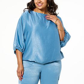 "As Is" G by Giuliana Black Label Dolman-Sleeve Satin Top