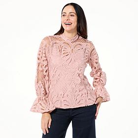 "As Is" G by Giuliana Black Label Lace Blouse with Cami