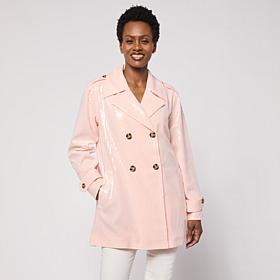 "As Is" G by Giuliana Black Label Sequin Double-Breasted Trench Coat