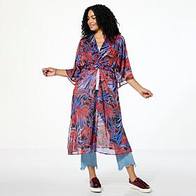 "As Is" G by Giuliana Black Label Woven Tie-Front Duster