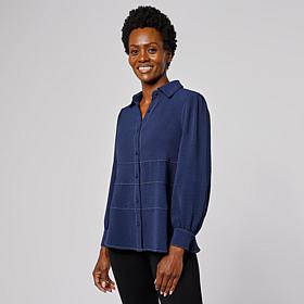 "As Is" G by Giuliana Button-Down Peplum Blouse