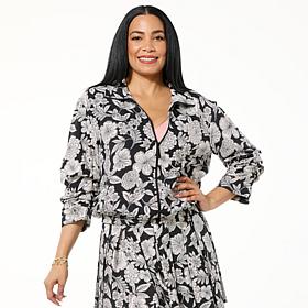 "As Is" G by Giuliana Court to Resort Ruched-Sleeve Zipper Jacket