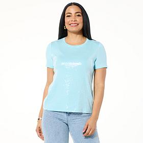 "As Is" G by Giuliana EcoLuxe Sequin Knit Short Sleeve Tee