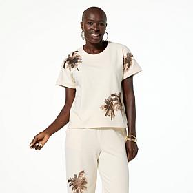 "As Is" G by Giuliana Embellished Crew Neck Knit Tee