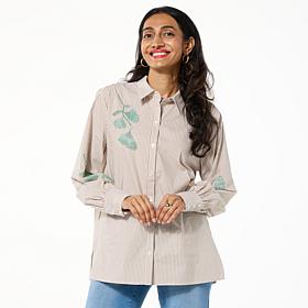 "As Is" G by Giuliana Embellished Striped Blouse