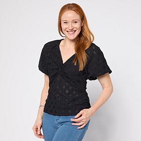 "As Is" G by Giuliana Eyelet Knit Front Twist Top