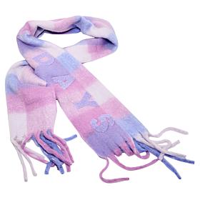 As Is G by Giuliana Gingham Plaid Scarf with Word Applique