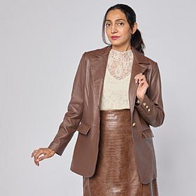 "As Is" G by Giuliana Lamb Leather Single-Breasted Blazer