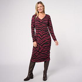 "As Is" G by Giuliana Long Sleeve Jersey Knit V-neck Dress