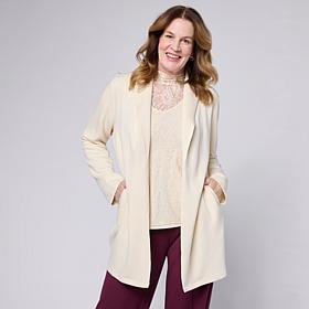 "As Is" G by Giuliana Marshmallow Knit Shawl Collar Cardigan