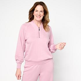 "As Is" G by Giuliana Marshmallow Knit Sweatshirt with Zip-Up Collar